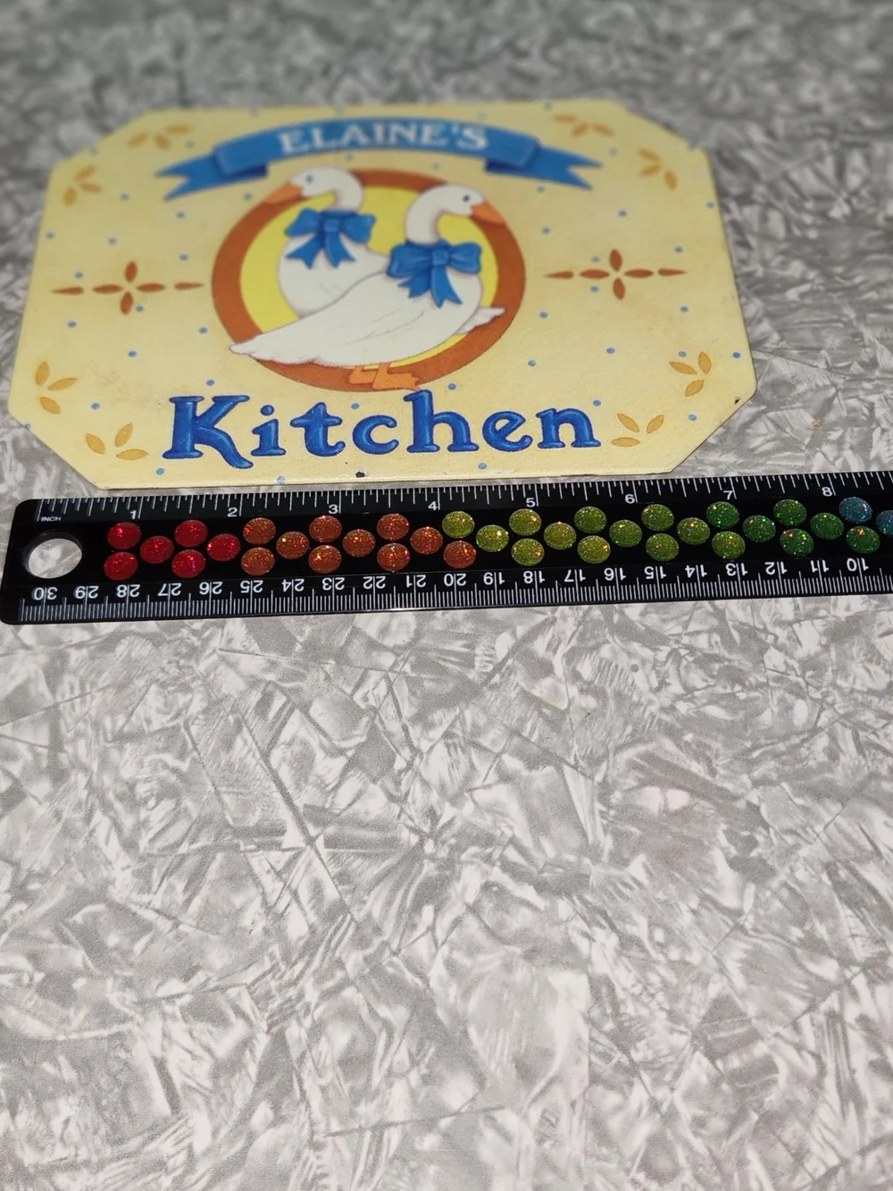 Vintage 1987 Kitchen Yellow Goose Trivet with Blue Accents